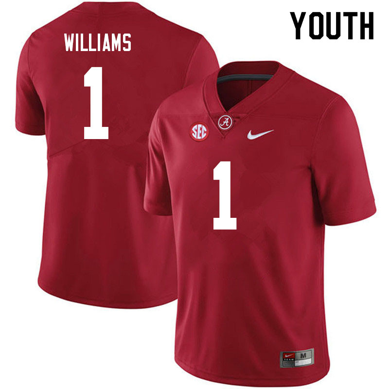 Alabama Crimson Tide Youth Jameson Williams #1 Crimson NCAA Nike Authentic Stitched 2021 College Football Jersey CI16G25DM
